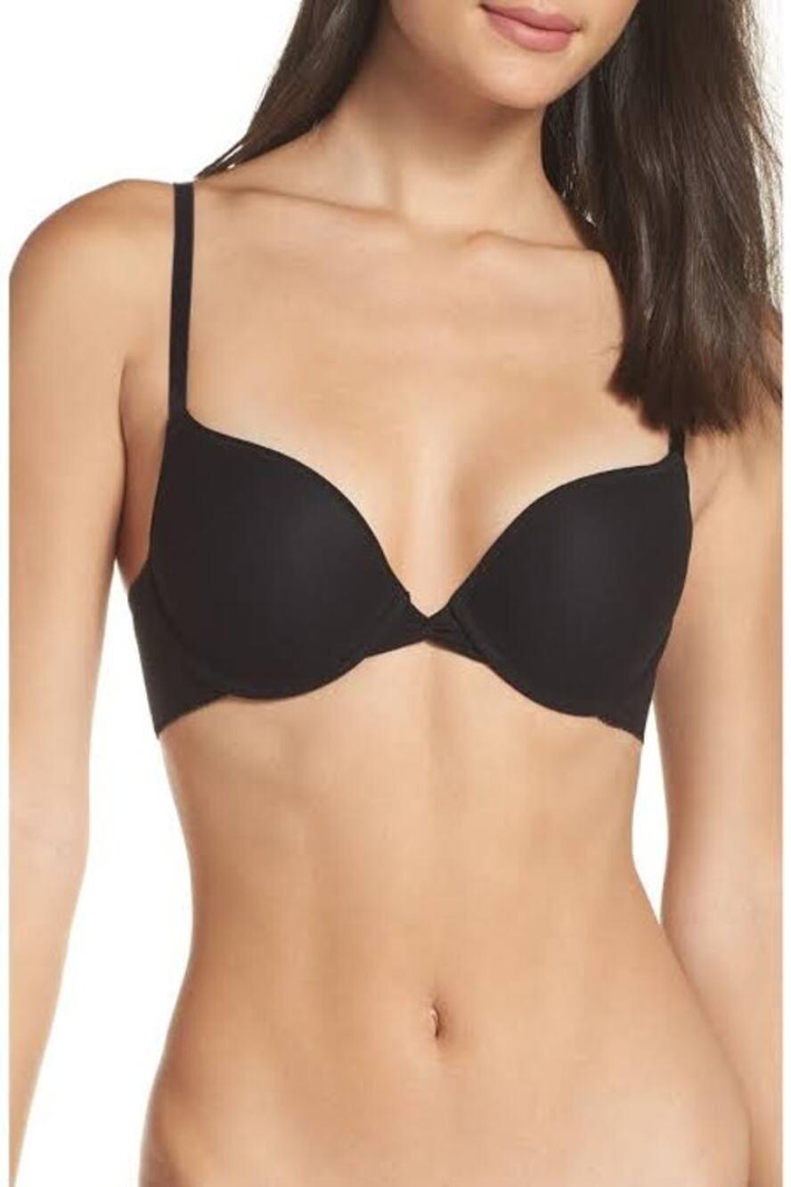 ON GOSSAMER Bump It Up Bra Black Mesh Lined Size 34C IT 75C LUXURY LOUNGEWEAR